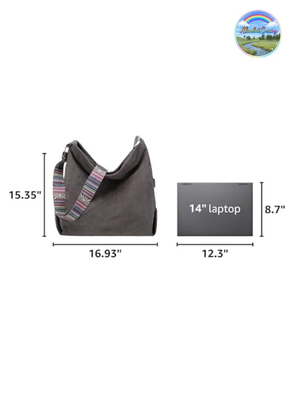 Corduroy Tote Bag Large Capacity Crossbody Shoulder Handbag